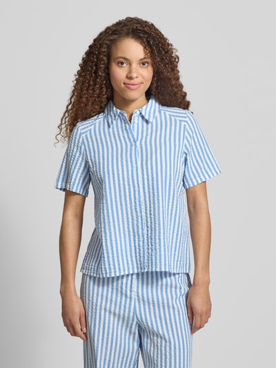 PIECES bluzka koszulowa o kroju regular fit z czystej bawełny model 'TINNA' Jasnoniebieski 4