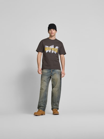 Wood Wood Regular fit T-shirt met labelprint Antraciet - 1