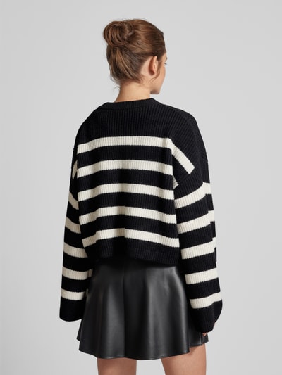 EDITED Gebreide pullover met ronde hals, model 'Louise' Zwart - 5