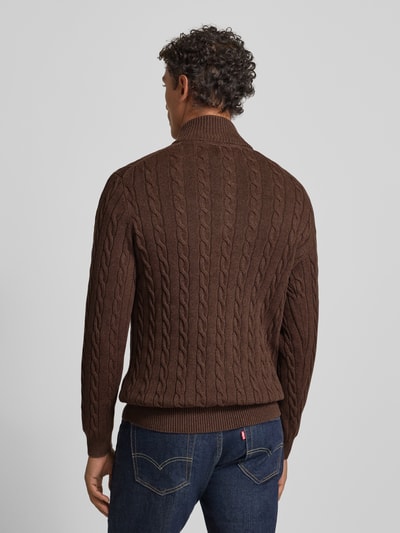 GANT Slim Fit Troyer mit gerippten Abschlüssen Schoko 5