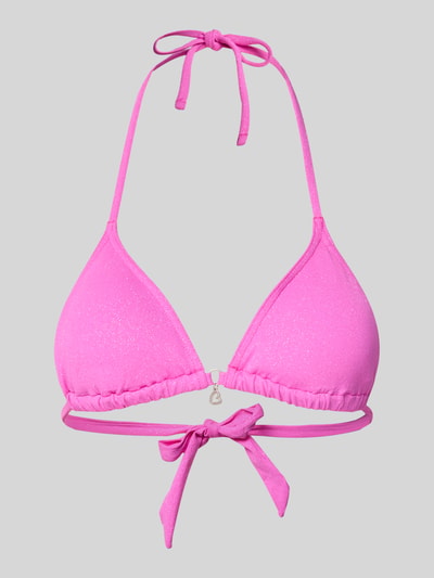 Produktfoto, Schimmerndes Bikini-Oberteil Modell 'CRICO SPARKLESUN' von Banana Moon in Rosa, Glitzer-Optik, Material-Mix mit Stretch-Anteil, Körpernahe Passform, rückseitige Schnürung