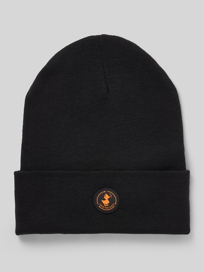 SAVE THE DUCK Czapka z imitacji dzianiny z aplikacją z logo model ‘Lou’ Czarny 1