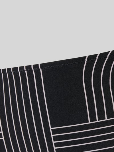 Produktfoto, Bikinihose mit grafischem Muster Modell 'LINE SET' von WATERCULT, Schwarz mit weißen Linien, Material-Mix mit Stretch-Anteil, elastischer Bund, körpernahe Passform, glatte Textur