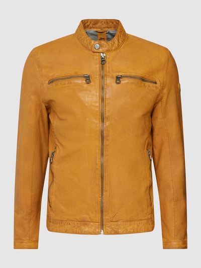Gipsy Lederjacke mit Label-Patch Modell 'GMBALTON' Hellgelb 2