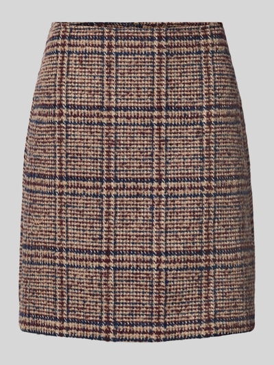 Produktfoto, Minirok met wol, Materiaalmix en ritssluiting achter van Christian Berg Woman, recht model, bandwijdte 38 cm, totale lengte 48 cm