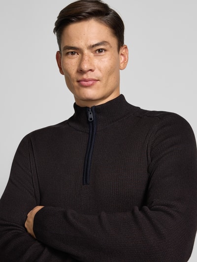 Cinque Gebreide pullover met geribde opstaande kraag, model 'FALCINO' Donkerblauw - 3