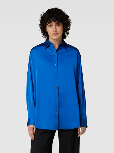 HUGO Bluzka koszulowa z imitacji satyny model ‘Ecosy’ Niebieski 4
