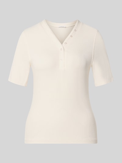 Produktfoto, Slim Fit T-Shirt aus Viskose-Mix Modell 'Sanez' von OPUS, cremefarben, feine Struktur, kurze Ärmel, Damen T-Shirt von OPUS