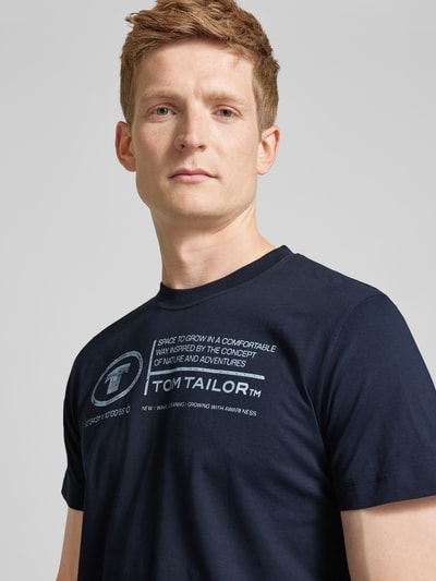 Tom Tailor T-shirt met labelprint Donkerblauw - 3