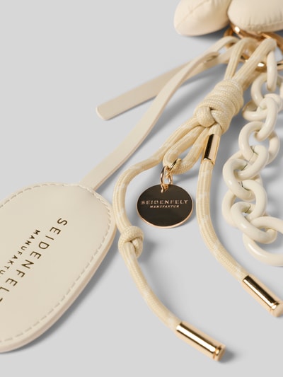 Seidenfelt Sleutelhanger, model 'PUFFY FLOWER' Beige - 2