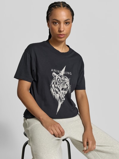 Anine Bing t-shirt o kroju relaxed fit z czystej bawełny Czarny 3
