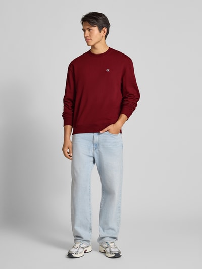 Calvin Klein Jeans Sweatshirt mit Label-Stitching Bordeaux 1