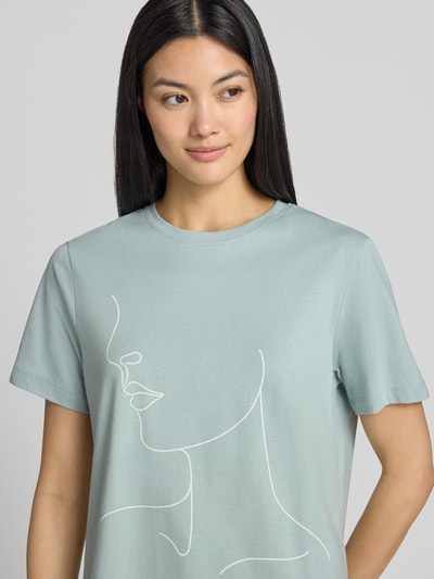 VILA t-shirt z nadrukiem i okrągły dekolt model 'SYBILLA' Jasnozielony 3