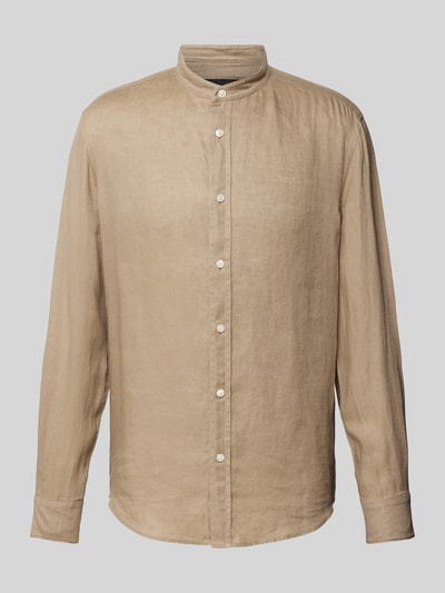 Drykorn Regular fit linnen overhemd met opstaande kraag, model 'TAROK' Beige - 2
