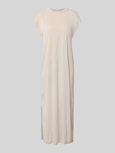 Productfoto, recht vrijetijdsjurk uit viscosemix model 'ANORA' van PIECES, dames vrijetijdsjurk, effen beige met gladde textuur