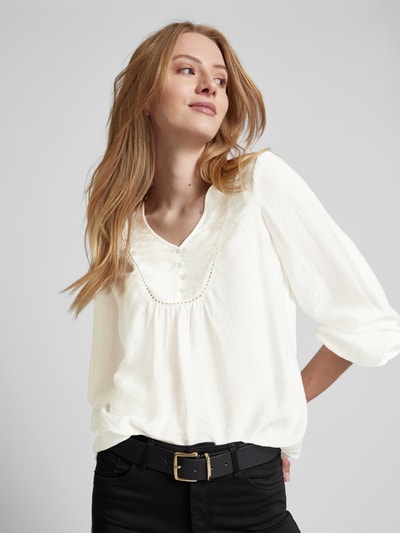 Vero Moda Bluzka z krótką listwą guzikową model ‘MIRA’ Biały 3