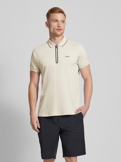 BOSS Green Regular Fit Poloshirt mit Strukturmuster Modell 'Philix' Beige 4