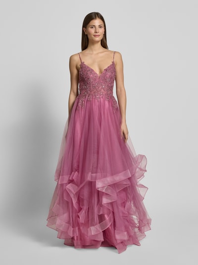 Mascara Abendkleid mit Ziersteinbesatz Rosa 4