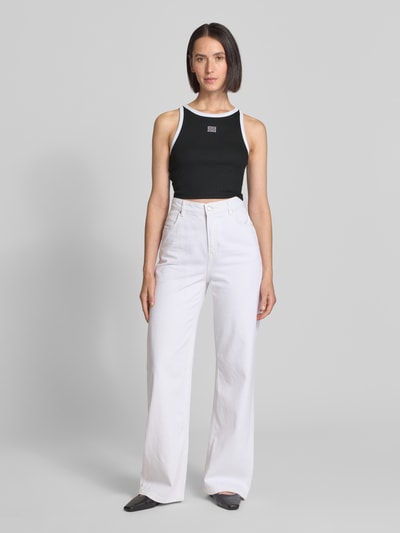 Gestuz Korte top met labelstitching, model 'drew' Zwart - 1