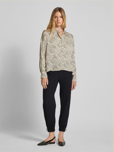 Marc Cain Relaxed fit stoffen broek met labelapplicatie Zwart - 1