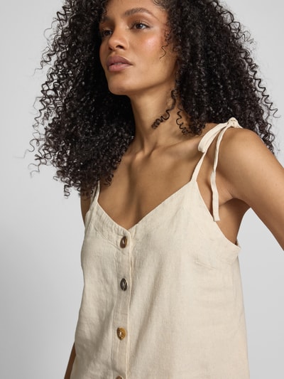 ICHI Top aus Leinen-Viskose-Mix mit Knopfleiste Beige 3