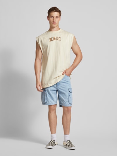 KARL KANI Regular Fit Cargoshorts mit Label-Stitching Jeansblau 1