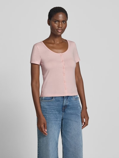 Jake*s Studio Woman Slim Fit T-Shirt mit durchgängiger Knopfleiste Hellrosa 4