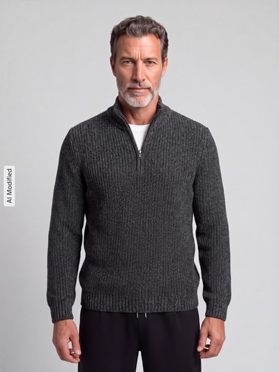 ONLY & SONS troyer o kroju regular fit z krótkim zamkiem błyskawicznym model 'JOIN' Antracytowy 4
