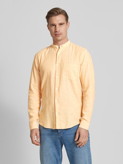 Lindbergh Slim fit linnen overhemd met geweven motief Oranje - 4