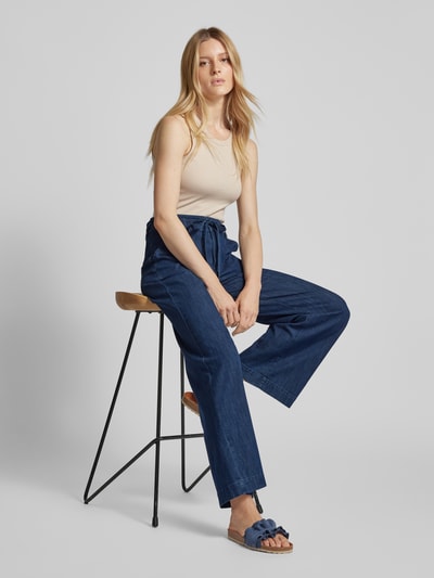 MAC Straight leg jeans met strikceintuur, model 'Sienna' Donkerblauw - 1