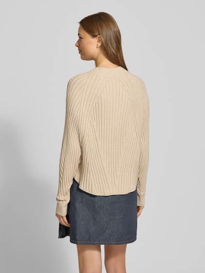 Someday Strickpullover mit gerippten Abschlüssen Modell 'Touann' Beige Melange 5