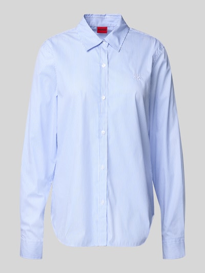HUGO Regular Fit Bluse mit Label-Stitching Hellblau 2