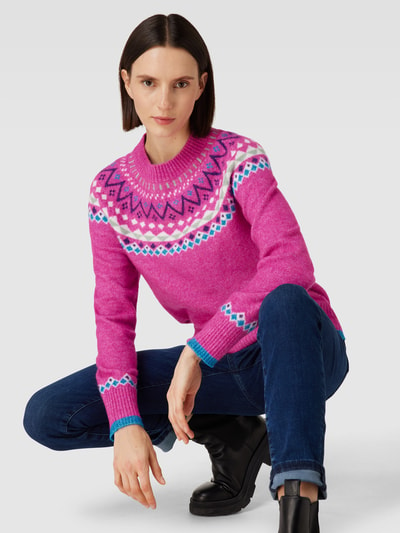 Christian Berg Woman Gebreide pullover met all-over motief Fuchsia - 3