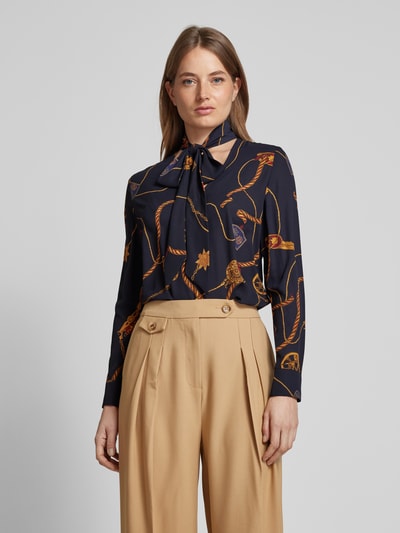 Lauren Ralph Lauren Blouseshirt met strikdetail, model 'YILVRAY' Donkerblauw - 4