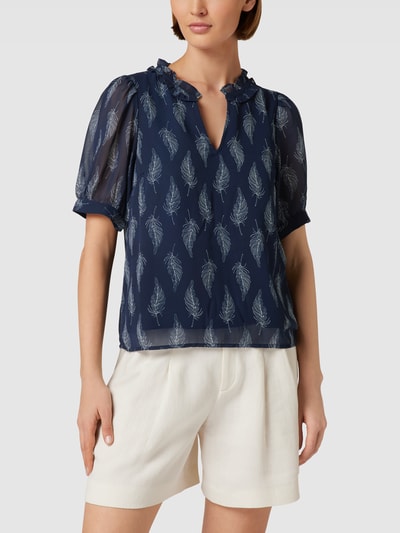 Vero Moda Blouse met pofmouwen, model 'SARA' Marineblauw - 4