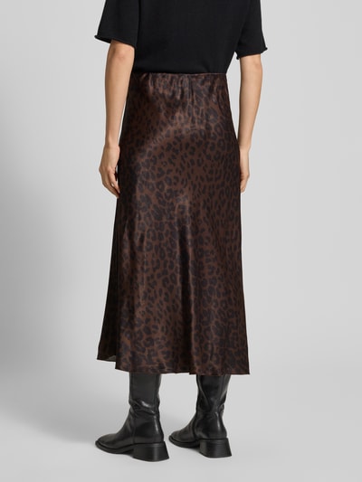 VILLA SOPHIE Midirok van satijn, model 'Romi' Donkerbruin - 5