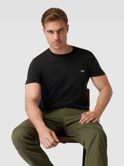 Lacoste T-shirt w jednolitym kolorze model ‘Supima’ Czarny 3