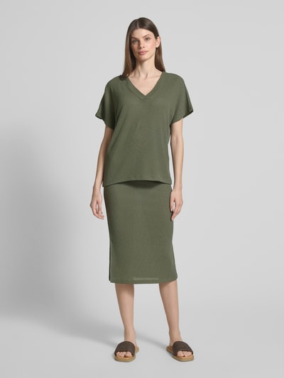 Soyaconcept Midirock mit Seitenschlitzen Modell 'Delia' Dunkelgruen 1