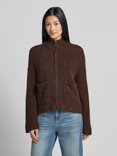 Selected Regular Fit Strickjacke aus Woll-Mix Modell 'SIA' Dunkelbraun 4