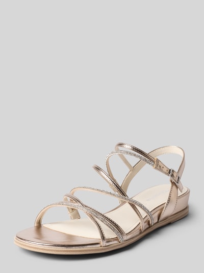 Produktfoto, Sandalen mit Strasssteinbesatz von Tamaris, Optik: Unifarben, Schuhspitze: Abgerundet, Absatzform: Flach, Label-Prägung, Dornschließe, Sohle: Strukturiert