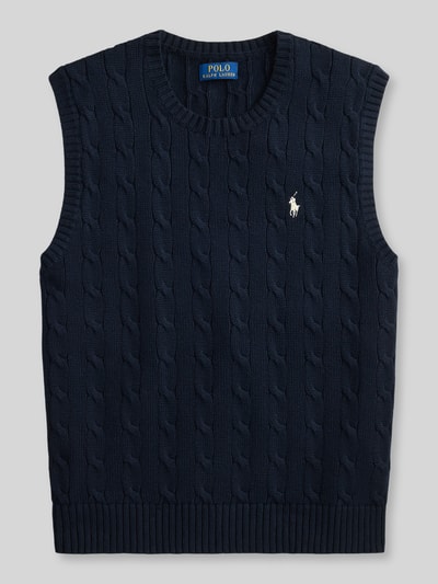 Produktfoto, regular fit spencer van puur katoen met kabelstructuur in donkerblauw, Regular Fit Pullunder aus reiner Baumwolle van Polo Ralph Lauren, Heren