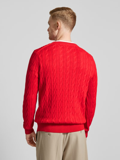 Tommy Hilfiger Strickpullover mit Zopfmuster Rot 5