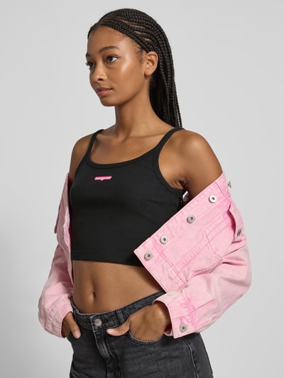 Tommy Jeans Slim Fit Crop Top aus Ripp Black 3