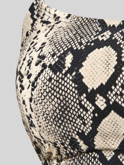 Produktfoto, Bikini-Oberteil mit Logo Chain Strap Modell 'BOHO PYTHON' von Michael Kors, dopasowany krój, mieszanka materiałów z dodatkiem streczu, szczegółowy wzór w stylu pytona, wyjmowane miękkie miseczki