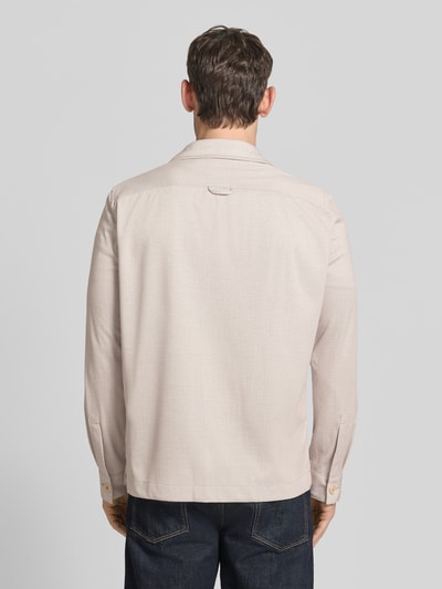 CG – CLUB of GENTS slim fit hemdoverhemd met borstzakken model 'Constantin' Beige gemêleerd - 5