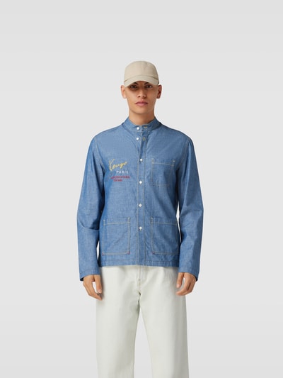 Kenzo Jeanshemd mit Maokragen Blau 4