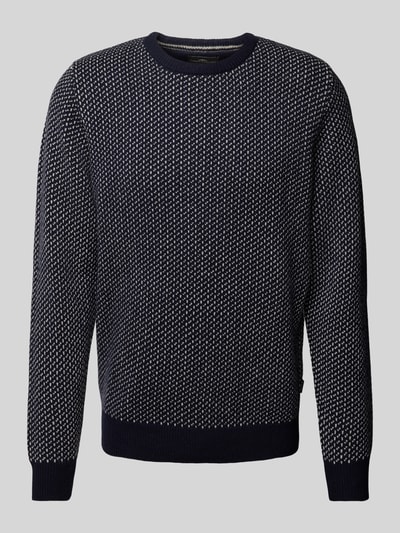 Fynch-Hatton Wollpullover mit Rundhalsausschnitt Marine 1