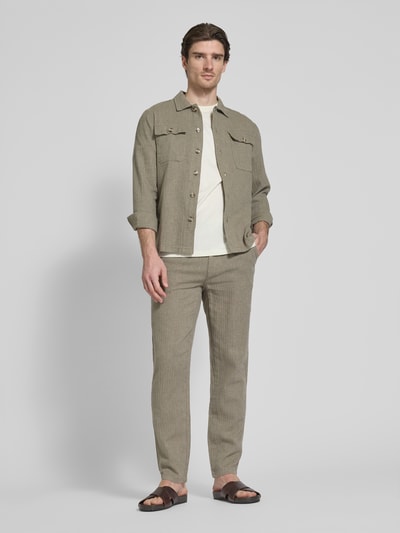 Lindbergh Relaxed Fit aus Baumwoll-Leinen-Mix mit Eingrifftaschen Oliv 1