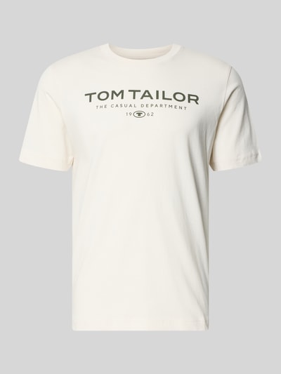 Tom Tailor Regular Fit T-Shirt aus reiner Baumwolle Offwhite Melange 2