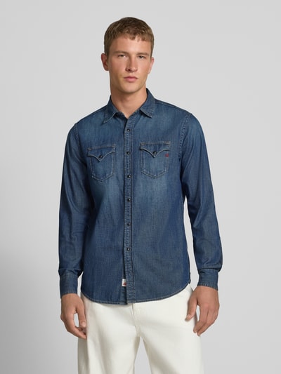 Replay Regular Fit Jeanshemd mit Brusttaschen und Label-Stitching Jeansblau 4